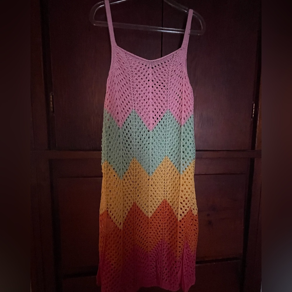 Crochet Chevron Swim cover up- Pink, Mint, Yellow, Orange